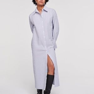 ALIGNE HELOISE WRAP FRONT SHIRT DRESS - blue stripe - UK 10, US 6/8